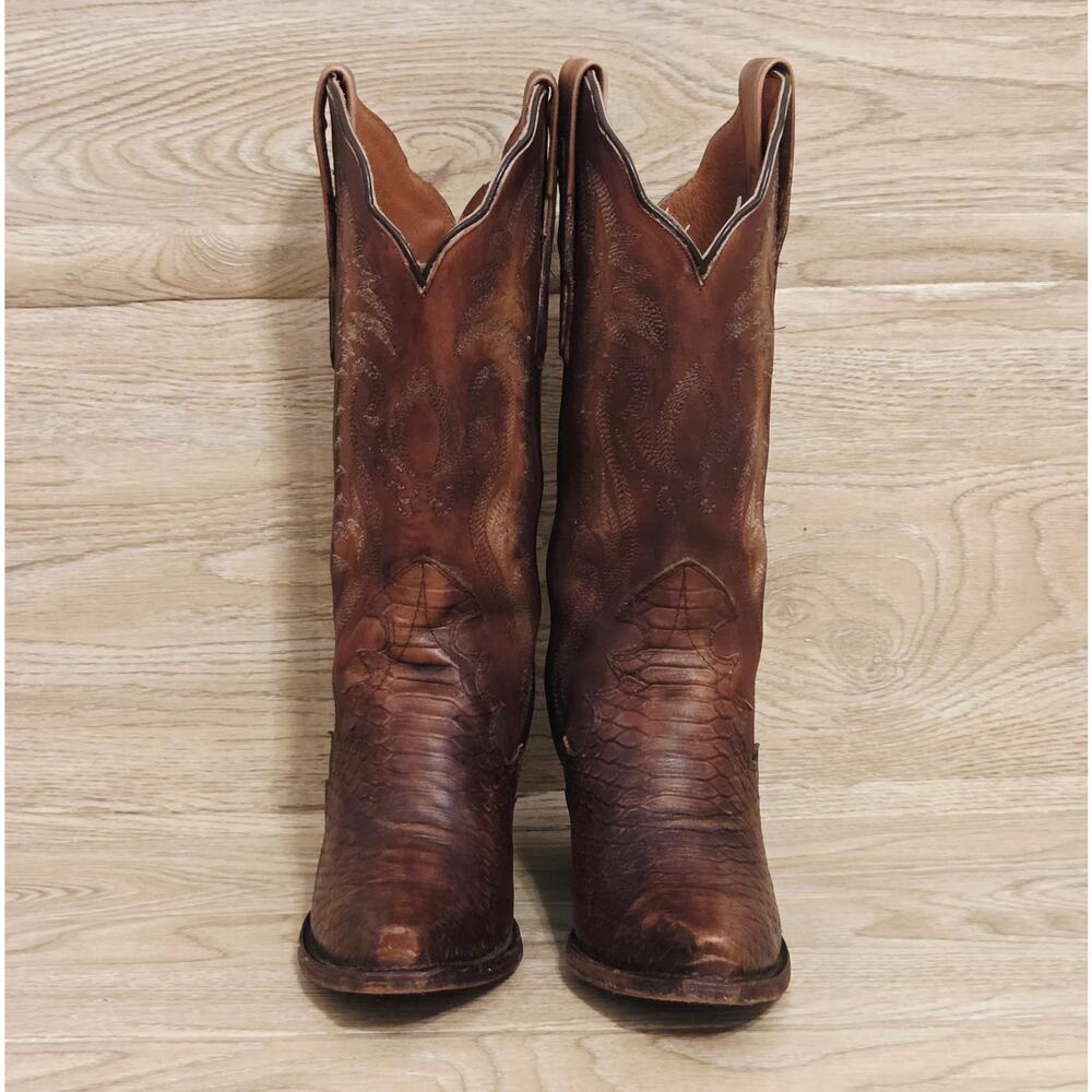 Dan Post Womens Lauryn Western Boots Snip Toe Size 8 M Python Print Leather 3784 - Picture 2 of 11